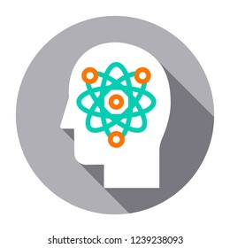Atom user icon. Head with science sign