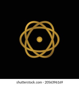 Atom Variant gold plated metalic icon or logo vector
