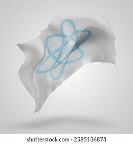 atom, vector 3d flag with waves on a white background