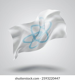 atom, vector 3d flag with waves on a white background