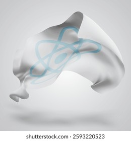 atom, vector 3d flag with waves on a white background