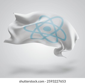 atom, vector 3d flag with waves on a white background