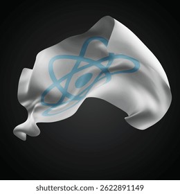átomo, vetor 3d bandeira com ondas em um fundo preto