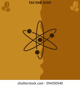 Atom vector  icon. Coffee symbol background.