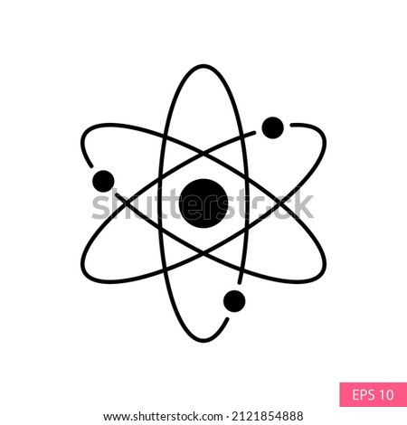 Atom vector icon in line style design for website design, app, UI, isolated on white background. Editable stroke. EPS 10 vector illustration.