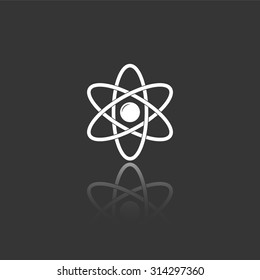 atom vector icon with mirror reflection