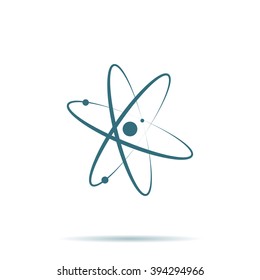 Atom vector icon. Nuclear neutron and proton symbol isolated. Modern simple flat molecular chemistry sign. Internet concept. Trendy nano symbol for web site. Logo illustration.