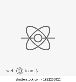 Atom Vector Icon On Grey Background
