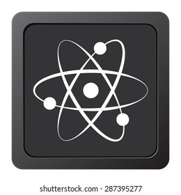atom - vector icon on a grey button