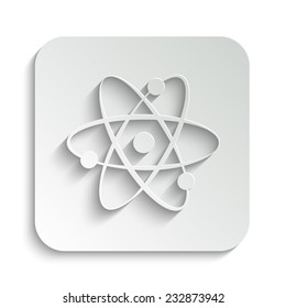atom  - vector icon with shadow on a grey button