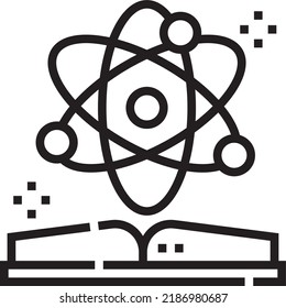 Atom vector icon, atom symbols. Symbol of science, education, nuclear physics, scientific research. Three electrons rotate in orbits around atomic nucleus. EPS