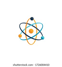 Atom. Vector illustration. Symbol of nuclear energy, scientific research and molecular chemistry design