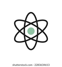 Atom vector line icon, molecular symbol on white background.