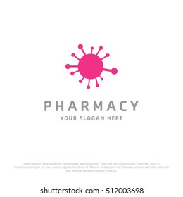 Atom vector logo for Pharmacy on a white background