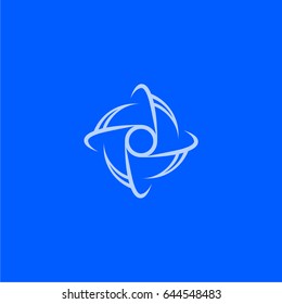 Atom vector logo, scientific research and experiments, nuclear energy,