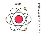 Atom. Vector science icon model of atom. Atomic nucleus structure. Illustration atom molecule clipart