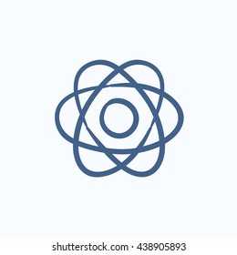 Atom vector sketch icon isolated on background. Hand drawn Atom icon. Atom sketch icon for infographic, website or app.