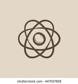Atom vector sketch icon isolated on background. Hand drawn Atom icon. Atom sketch icon for infographic, website or app.