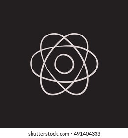 Atom vector sketch icon isolated on background. Hand drawn Atom icon. Atom sketch icon for infographic, website or app.