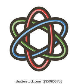 Atom Vector Thick Line Filled Colors Icon For Personal And Commercial Use.
