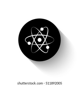 atom - white vector icon  with shadow
