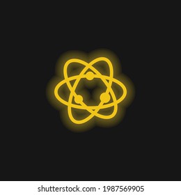 Atom yellow glowing neon icon