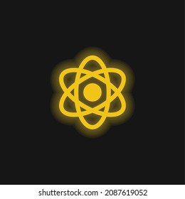 Atom yellow glowing neon icon