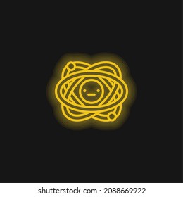 Atom yellow glowing neon icon