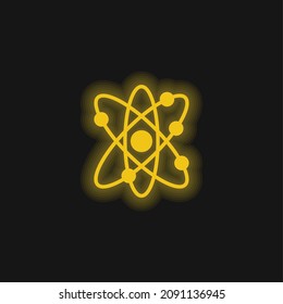 Atom yellow glowing neon icon