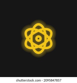 Atom yellow glowing neon icon