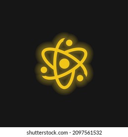 Atom yellow glowing neon icon