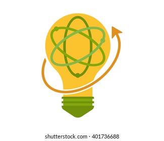 atom yellow lamp bulb light idea image icon