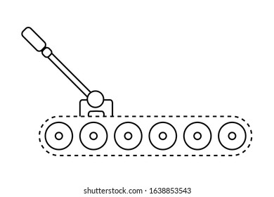 Atomated production line concept. Conveyor belt production system. Thin line style illustration.