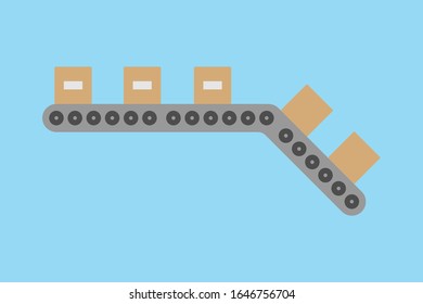 Atomated production line concept. Conveyor belt production system. Thin line style. Vector illustration.