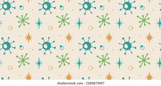 Atomic Age Retro futurism Abstract Seamless Pattern Vector Mid Century