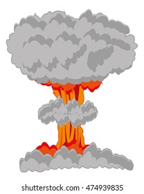 Atomic blast on white background is insulated