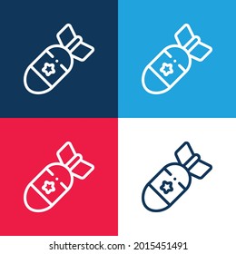 Atomic Bomb blue and red four color minimal icon set
