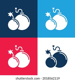 Atomic Bomb blue and red four color minimal icon set