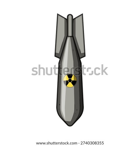 Atomic bomb featuring a prominent radiation symbol, representing concepts of nuclear warfare, global conflict, danger, and the destructive power of modern weaponry