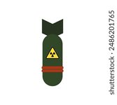 atomic bomb flat design vector illustration. Nuke Isolated aviation atom bomb. Nuclear winter concept. Illustration of dangerous military weapons.