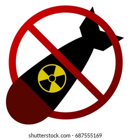 Atomic Bomb Forbidden Sign Vector Isolated - Nuclear Threat, Anti War