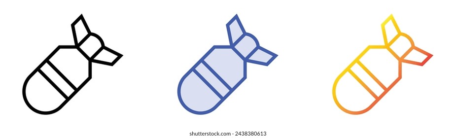 icono de la bomba atómica. Diseño de estilo de relleno lineal, azul y degradado aislado sobre fondo blanco