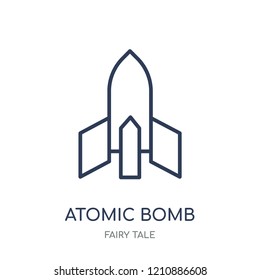 Atomic bomb icon. Atomic bomb linear symbol design from Fairy tale collection. Simple outline element vector illustration on white background.