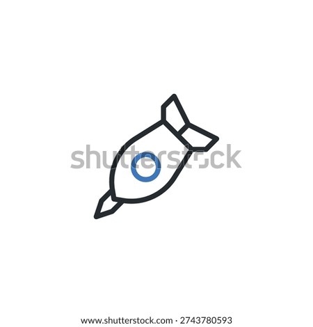 Atomic bomb icon. Vector illustration of a nuclear weapon symbol. Danger and destruction concept. Isolated on white background.