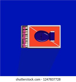 Atomic bomb in a matchbox. Vector illustration in cartoon style