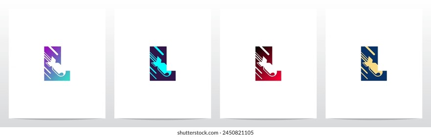 Atombomben-Flugkörper fällt hinunter Buchstabe Initial Logo Design L