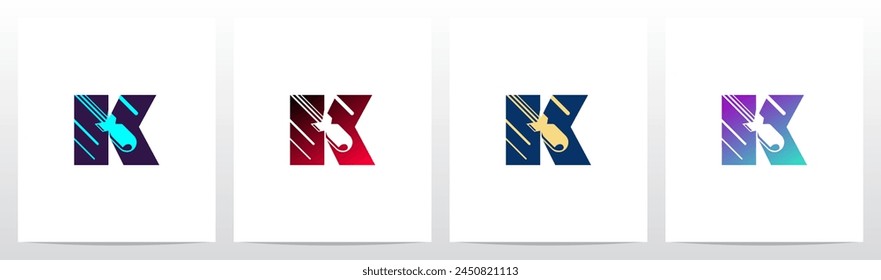Atomic Bomb Missile Falling Down Letter Initial Logo Design K