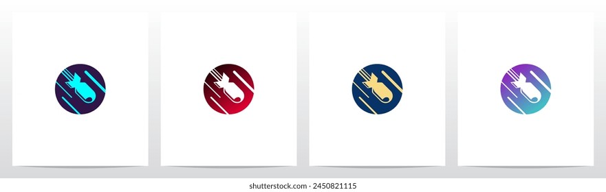 Atomic Bomb Missile Falling Down Letter Initial Logo Design O