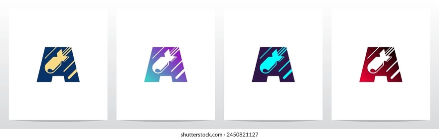 Misil De Bomba Atómica Que Cae Letra Inicial Logo Diseño A