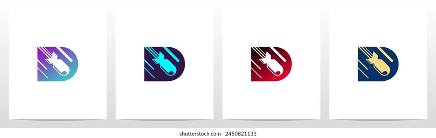 Misil De Bomba Atómica Que Cae Letra Inicial Logo Diseño D